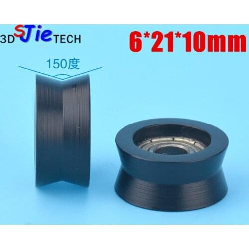 1pcs 6*21*10mm V grooved nylon wrapped plastic injection plastic wheel, inner groove embedded 696 bearing,for door and window