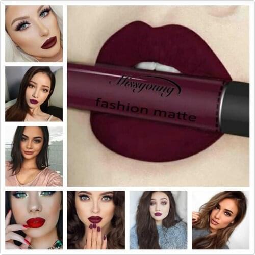 1pc Matte Smother Lip Gloss Lips Waterproof Moisturizer Lipstick Lasting Sexy Nude Red Purple Lip Stick Beauty Cosmetic T1237