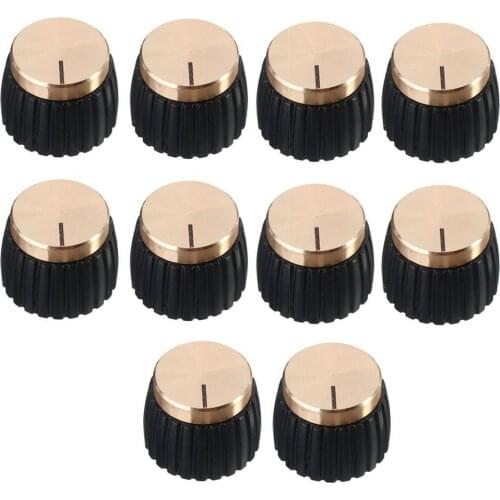 10pcs Guitar AMP Amplifier Knobs Push-on Black+Gold Cap for Marshall Amplifier