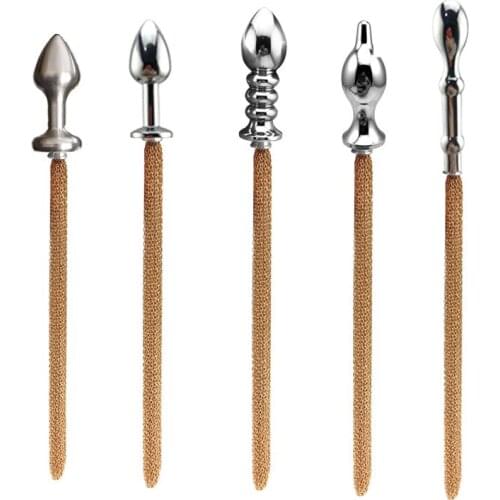 5 Size Long Tail Whip Chain Spanking Flirting Metal Anal Ball Beads Butt Plug BDSM Insert Unisex Sex Toy for Men Women Couple