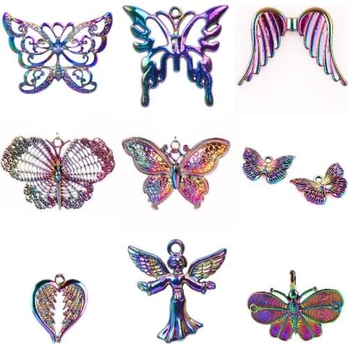 5Pcs/Lot Animal Flying Butterfly Charm Angel Wings Goddess Pendant For Crafting Bracelet Necklaces Jewelry Making