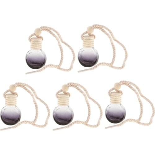 5Pcs Air Freshener Car Printed Hanging Diffuser Bottle, 10ml Perfume Fragrance Bottle Round