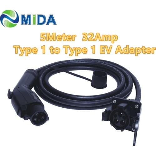 5M 32A J1772 Plug to Socket Charging Connectors EV Charger Type 1 Cable