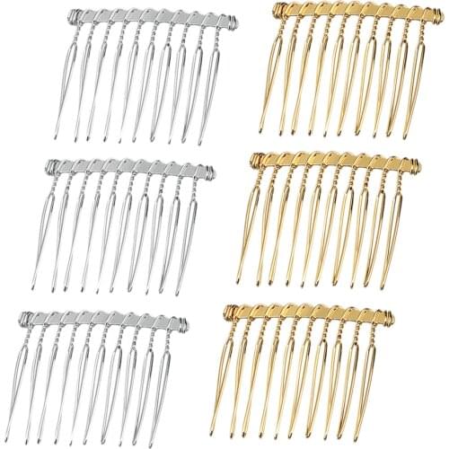 6 pcs Blank Metal 10 Teeth Hair Side Comb For DIY Bridal Veil Hair Jewelry