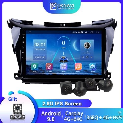 For Nissan Murano Car Radio Transmitter Multimedia CD DVD Multimedia Player 2 Din Carplay 2016-2018 Android 9.0 BT 360 Camera