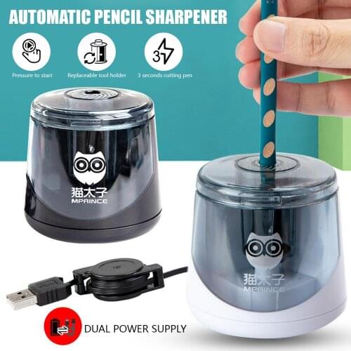 USB Automatic Automatic Pencil Sharpener Kids Safety Mini Press Switch Pencil Sharpener Hands Protector Students Penknife