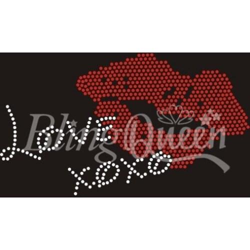 BlingQueen 25PCS/LOT Iron on Rhinestone Transfer Crystal Bling Motif Love XOXO Design