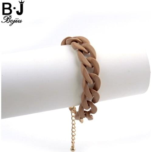 BOJIU Fashion women bracelet resin grey brown color extended link chain bracelets BC162