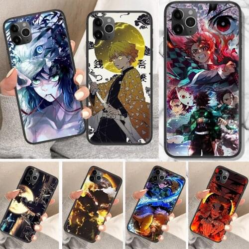 Demon Slayer Anime Phone Case For iphone 5 5S SE 2 6 6S 7 8 11 12 Mini Plus X XS XR Pro Max black 3D shell trend waterproof