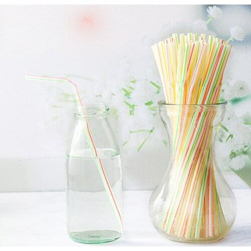 Colorful 400 pcs/set 20cm Curved Plastic Drinking Straw Cocktail Lounge Wedding Birthday Party Disposable Straws-Assorted Color