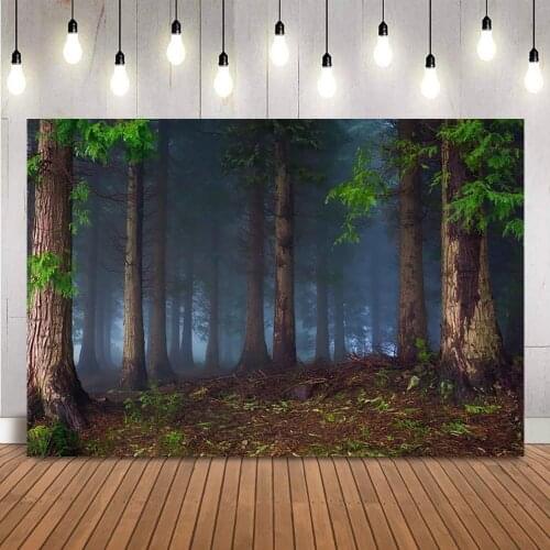 Photography backdrop forest pine background for photo studio Green Jungle Tree Grass Mystery Way Party Natural View Photographic