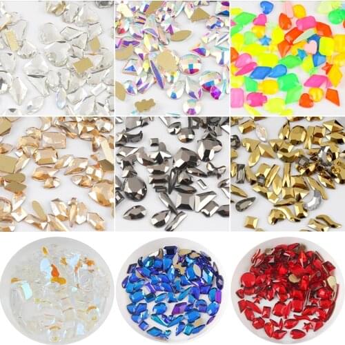 Hot sale Mixed Shape 30pcs Crystal AB 3D Nail Art Rhinestones Shiny Glass Nail Stones Gems For DIY Nails Art Decoration