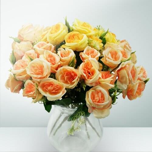 30cm Artificial Bouquet Pink Rose Silk Artificial Flower 10 Big Flowers And 5 Bud Home Decoration Wedding Supplies A Bunch Fake