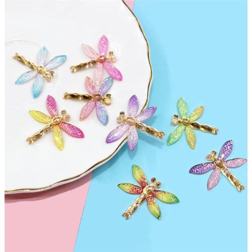 Julie Wang 10PCS Resin Dragonfly Charms Mixed Gradient Color Dragonfly Pendant Jewelry Making Accessory Table Decor