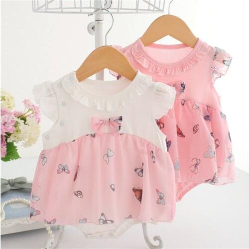 2017 new cute newborn baby girl dress lace summer pink color baby girl romper vintage toddler kids infant clothes 1st birthday