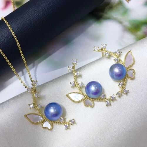 New Hot Style Pendant Earrings Set Mountings Findings Settings Jewelry Set Parts Fittings Charm Accessories for Pearls Agate