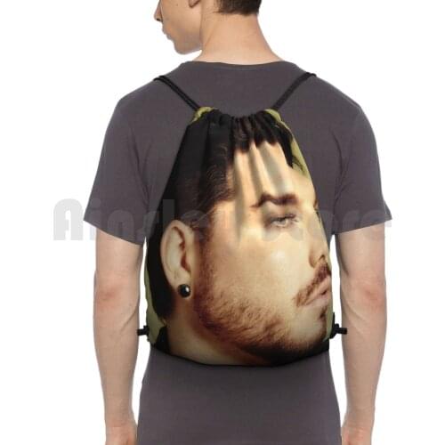 Handsome Adam Lambert Backpack Drawstring Bag Riding Climbing Gym Bag Adam Lambert Music Inspiration Velvet