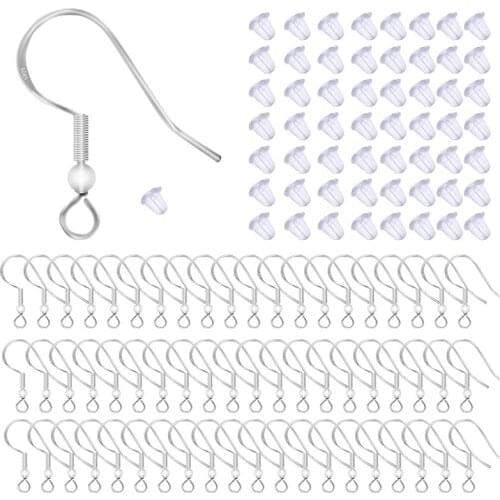 Earring Hook Fish Hook Ear Wires Hook Hypoallergenic Jewelry Findings Earring Parts DIY Making with Earring Safety Backs