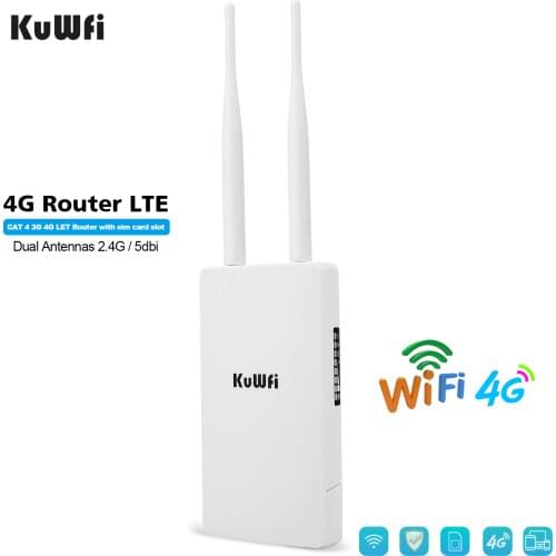KuWFi 4G WIFI Router European Wireless Routers Unlocked CAT4 150Mbps CPE for IP Camera with Sim card and RJ45 Port
