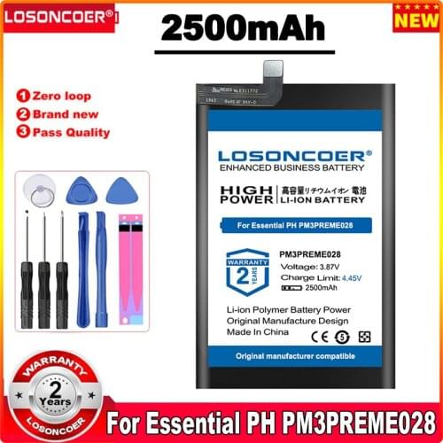 LOSONCOER PM3PREME028 2500mAh Battery For Essential PH PM3PREME028 Mobile Phone Battery