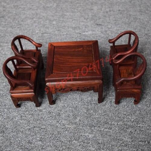 Natural red acid wood, table and chair mini furniture ornaments, wooden handicraft small ornaments model