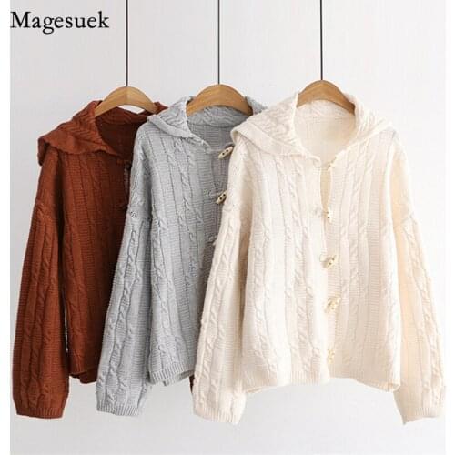 Fashion Korean Casual Sweater Women Hoodie New Autumn Winter Knitted Cardigan Sweater Women Jacket V-Neck Harajuku Sweater 11844