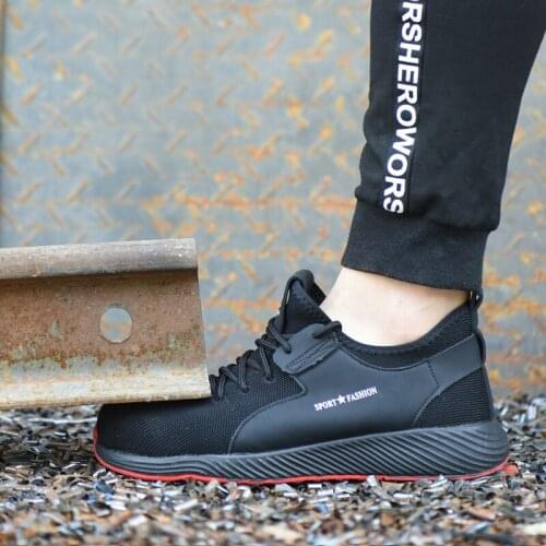 Mens Work Shoes Anti-Smashing Anti-Piercing Men/women Boots Rubber Sole Men Steel Toe Mesh Safety Shoes Lightweight Breathable