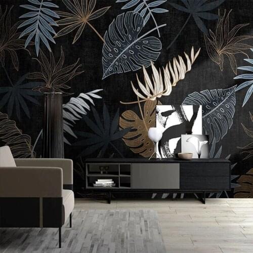 Custom Any Size Mural Wallpaper Nordic Light Luxury 3D Tropical Plant Leaf Fresco Living Room TV Background Wall Papel De Parede