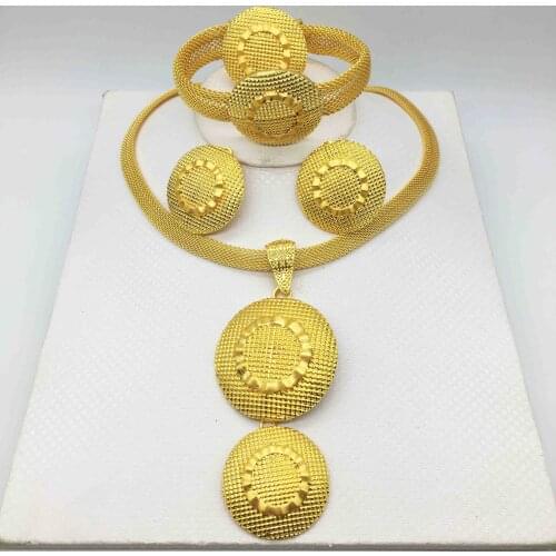 Rose Gold Color Crystal Necklace Earring Bracelet Ring Set Rhinestone New Simple Party Dress Jewelry Sets For Women