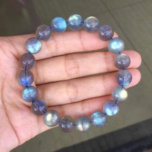 Natural Labradorite Ice Rainbow Light Crystal Clear Round Beads Bracelet Women Men 10mm 11mm 12mm 13mm 14mm Grey Moonstone AAAAA