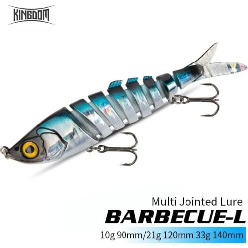 New KINGDOM Sinking Fishing Lure 10g 21g 33g Multi Jointed Fish Hard Baits 90mm 120mm 140m Artificial Baits 8 joint Fishing Lure