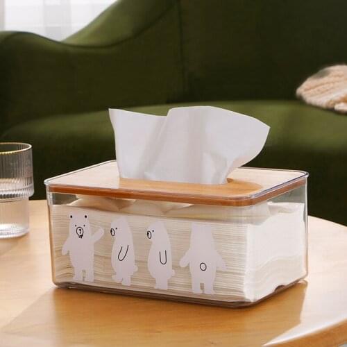 Polar bear transparent tissue box Nordic living room household table top box napkin paper box storage box toilet