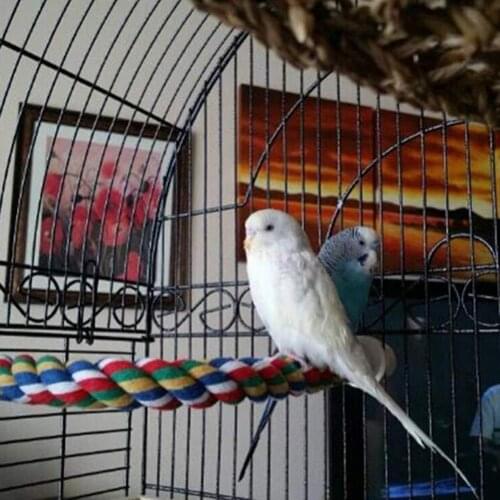 Pet Bird Parrot Red Cotton Rope Parakeet Cotton Rope Coil Cage Decor Stand Perch Chewing Toy Birdcage Accessories Decorations