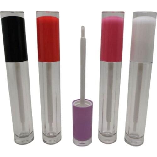 5ml Empty Lip Gloss Tube With Wand Round Clear Plastic Cosmetic Container Brush Tip Lipgloos Packaging Filling Tube 30/50/100pcs