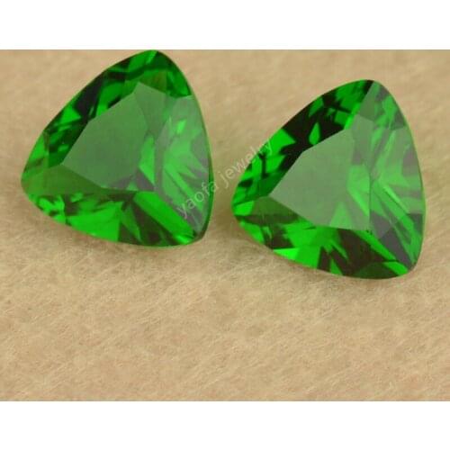 Sale 3x3mm~13x13mm 5A Yellow Green Color Synthetic Glass Beads Gems Triangle Trillion Shape Cut Loose Glass Stone For Jewelry
