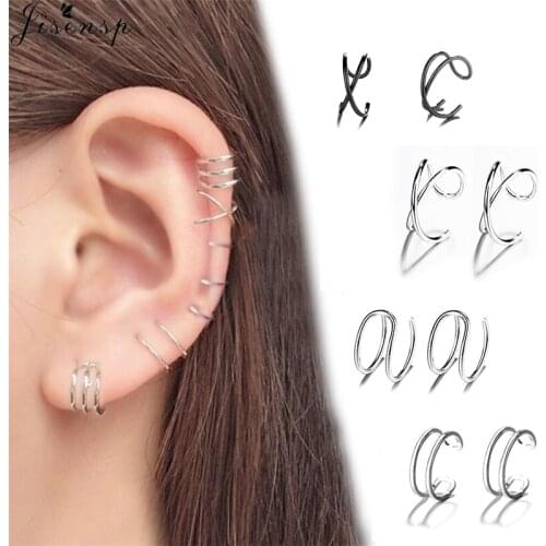 Jisensp Punk Cross Helix Piercing Earings Orelha Simple Cuff Non Pierced Retractable Earrings Studs Gifts for Teenage Girls