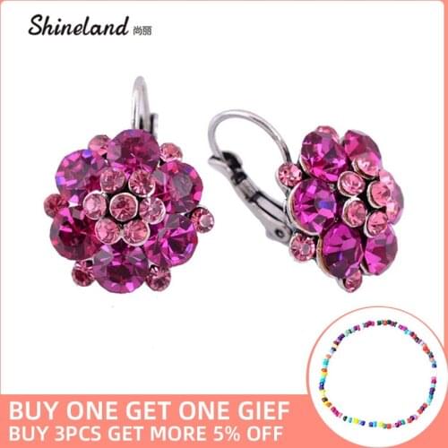 Shineland Clip On Earrings For Women Fashion Accessories Bijoux Trendy Multi Crystal Rhinestone Statement Bohemain Jewelry Gift