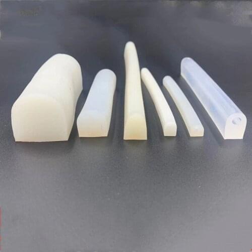 Silicone Rubber Solid D Half Round Sealing Strip Heat Insulation Bar 3 Meters White Translucent