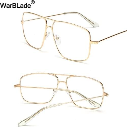 WarBLade Vintage Square Metal Frame Eyeglasses Men Women Classic Clear Lens Glasses Transparent Optical Eyewear Plain Spectacle