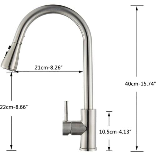 Rozin Brushed Nickel Kitchen Faucet Single Hole Pull Out Spout Kitchen Sink Mixer Tap Stream Sprayer Head Chrome/Black Mixer Tap