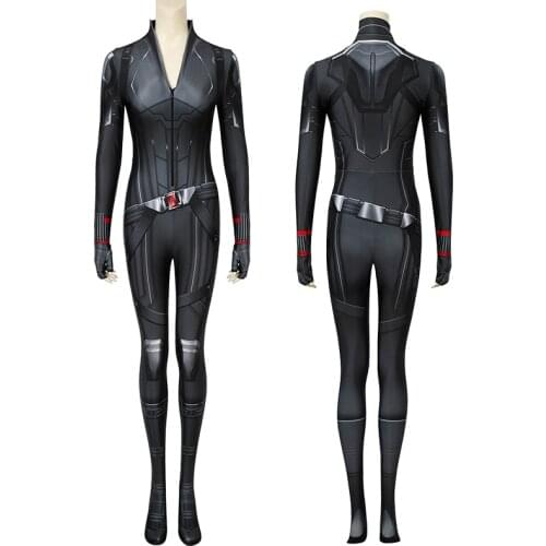 Adult Women Superhero Widow Natasha Romanoff Black Battle Jumpsuit Cosplay Costume Halloween Masquerade Cool Bodysuit