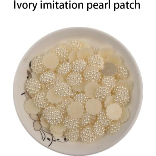 Ivory white imitation pearl patch sweater clothing decoration 14mm handmade material non-fading sticky hairpin accessories