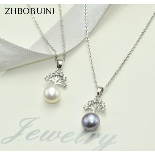 ZHBORUINI 2020 Fine Simple New Fine Pearl Jewelry Tree Necklace Natural Pearl 925 Sterling Silver Jewelry Pendants Wholesale