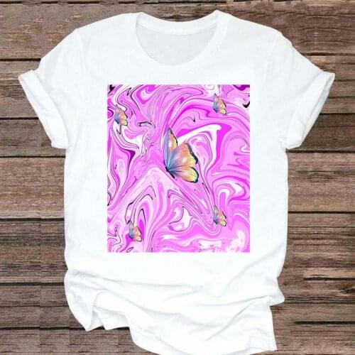 Women Watercolor Butterfly New Short Sleeve Fashion 2021 90s Graphic Clothes Tshirt Top Lady Print T Female Tee T-Shirt