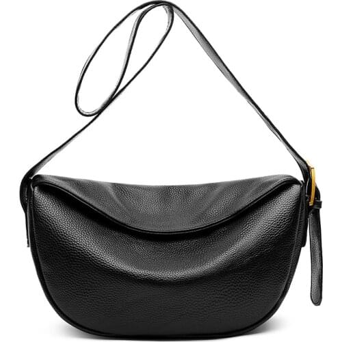 Womens Bag 100% Genuine Leather Handbags Designer Wide Shoulder Strap Women Shoulder Bags High Quality Female Messenger bag Sac