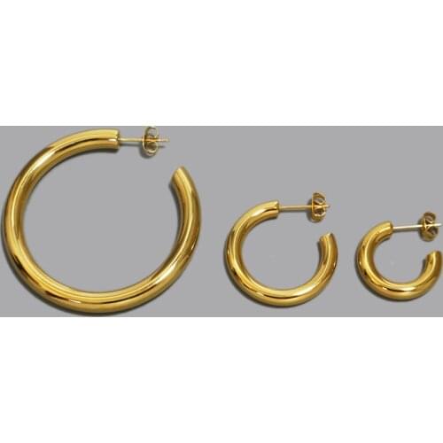 Chunky large C gold hoop earrings stainless steel Bella half hoop stud earrings for women ins chic hot fashion jewelry 2020