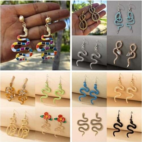 New Goth Punk Crazy Twisted Snake Earrings for Women Rock Metal Animal Long Drop Earring Female Brinco Fashion Slytherin Jewelry