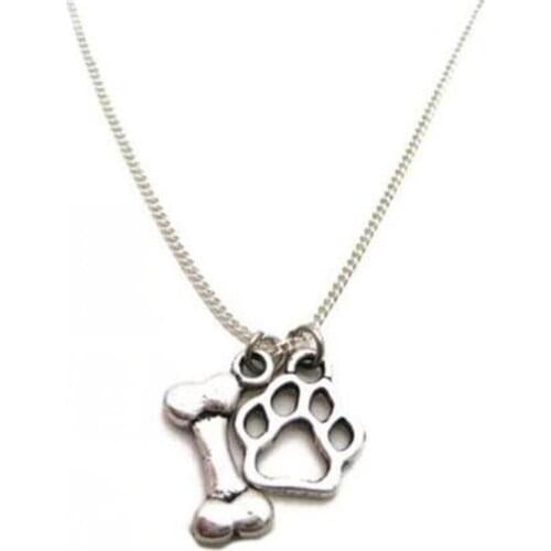1 PCS Fashion Cute Pet Hollow Animal Paw Print Claw & Bone Charm Pendant Necklace Jewelry Gift