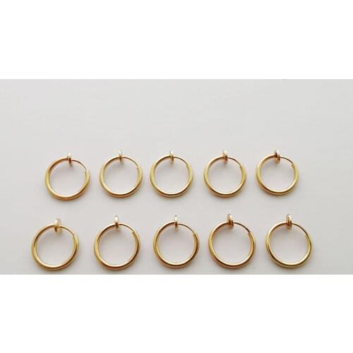 10 pcs /lot Stainless Steel Hoop Earring Ear Rings Brinco Circle Without Hole Fake Cartilage Clip On Earrings No Need Piercing