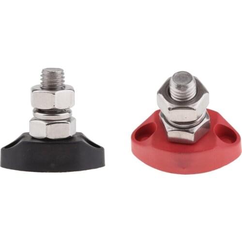 2pieces Red+Black Junction Block Power Post Set Insulated Terminal Stud 3/8"